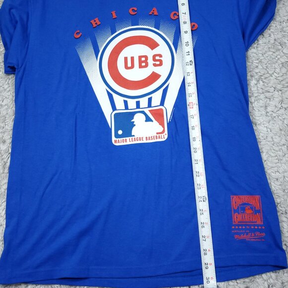 Chicago Cubs Mitchell & Ness Cooperstown Collection Blue Logo T-Shirt Large - Picture 3 of 6